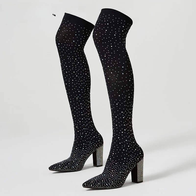 Aneikeh Crystal Over‑the‑Knee  - огляд і ціна Sock Boot Women