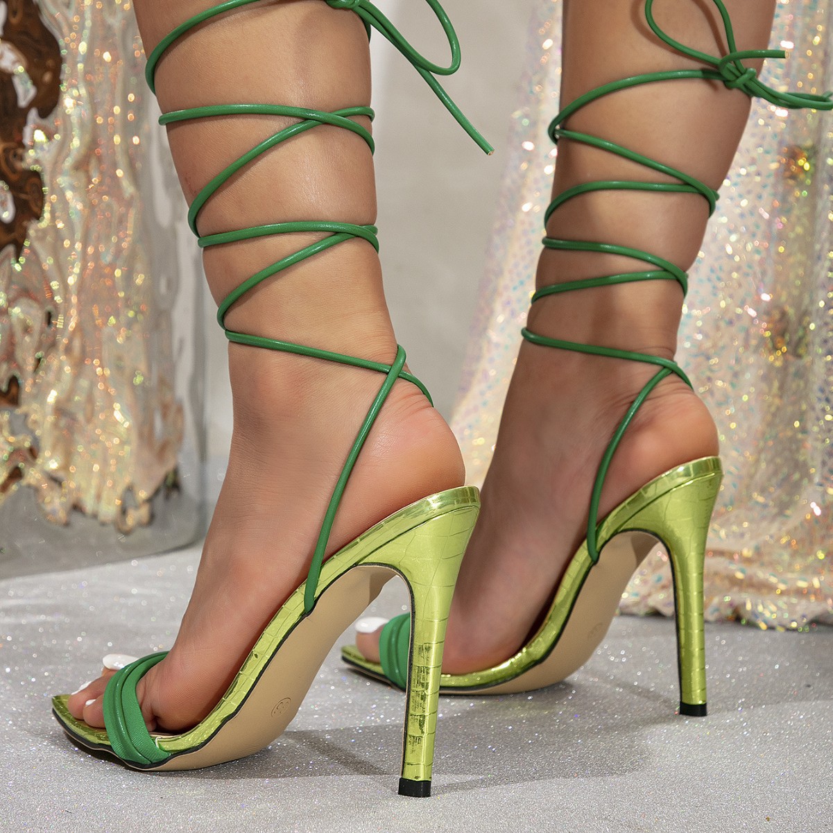 Ladies Green High Heel Sandals - огляд і ціна Oxford Lace Up Women