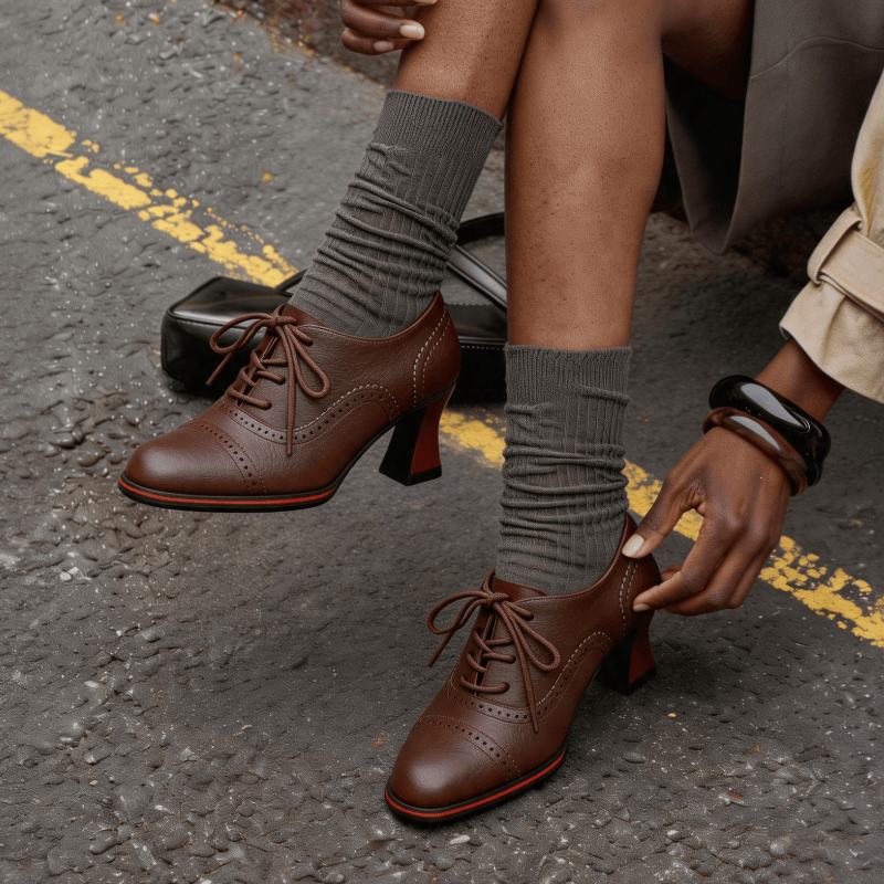 Women’s Faux Leather Brogue Ox - огляд і ціна Oxford Lace Up Women
