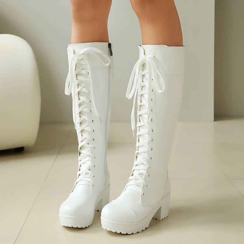 Womens Knee High Lace Up Comba - огляд і ціна Knee High Boots Women