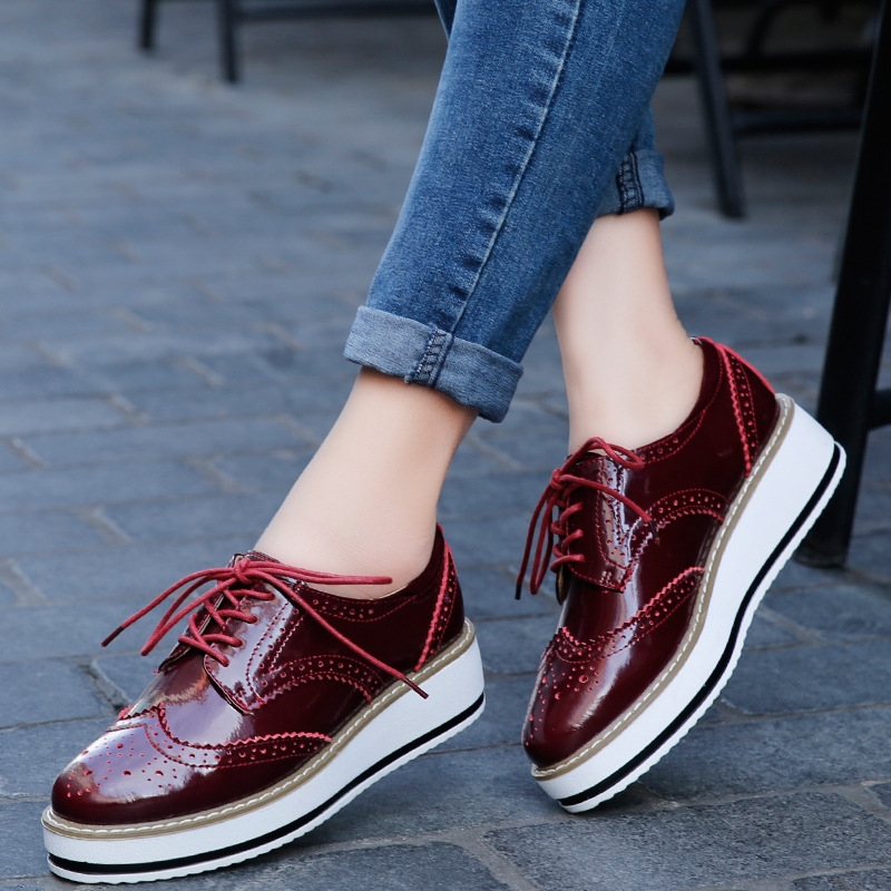 Women Loafers Shoes Leather Th - огляд і ціна Oxford Lace Up Women