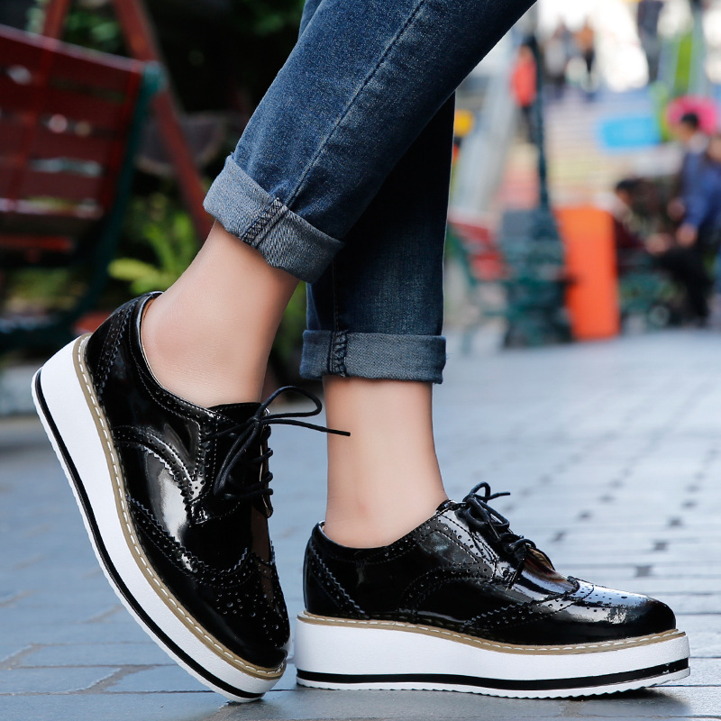 Women Loafers Shoes Leather Th - огляд і ціна Oxford Lace Up Women
